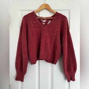 NEW Derek Heart Pink Cable Knit Sweater